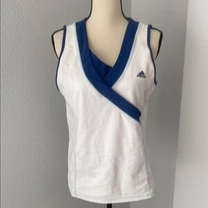 Adidas White and Blue Athletic Tank Top